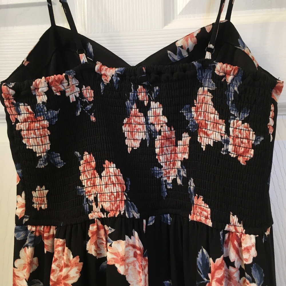 Xhilaration Black Floral Maxi Jumpsuit, Sz XS / S - Picture 5 of 16